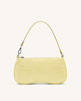 Eva Shoulder Handbag - Light Yellow Croc