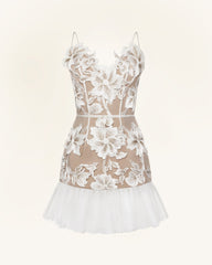 Floral Sling Mini Dress - White
