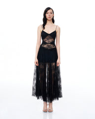 Indigo Floral Lace Dress - Black