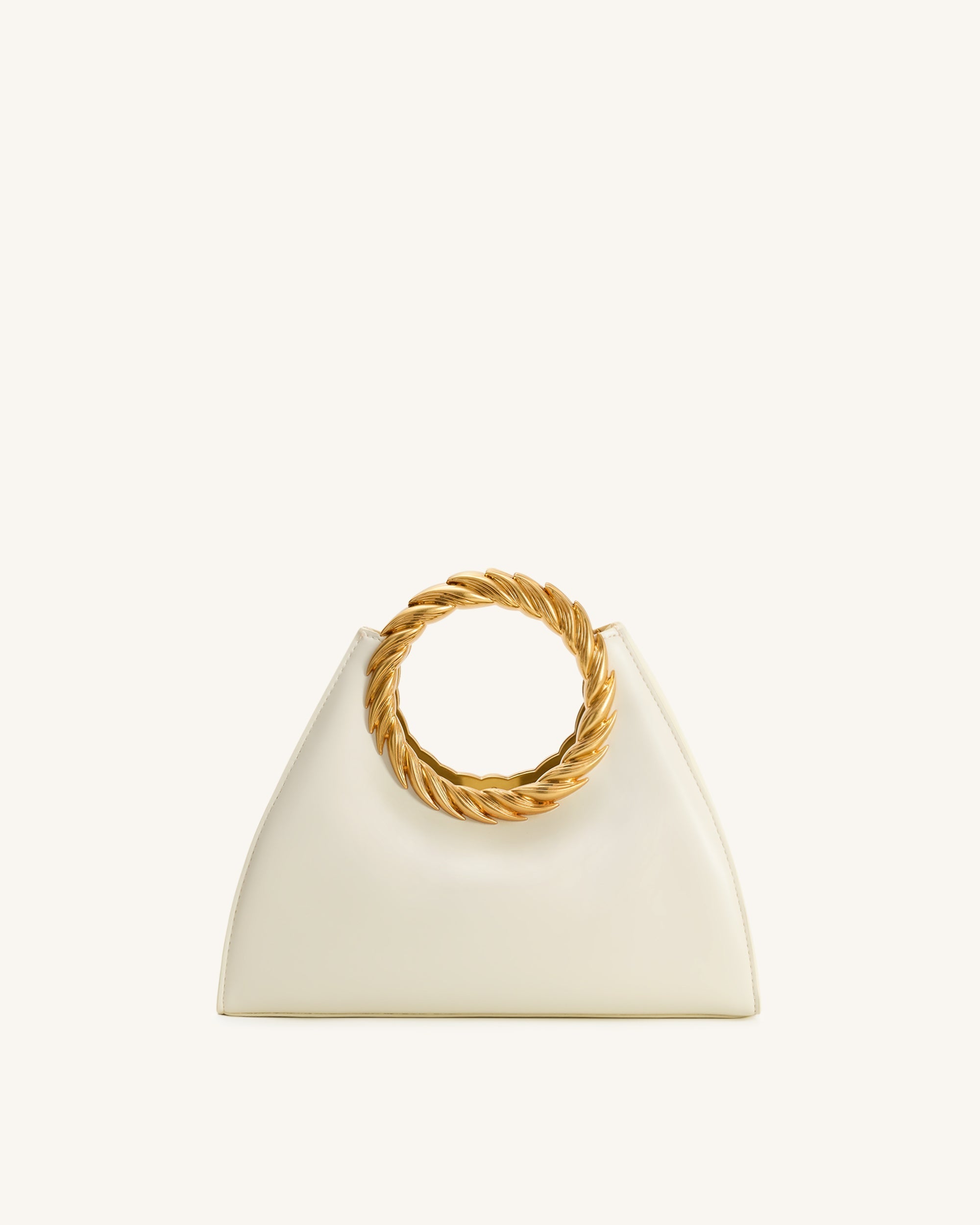 Amiya Leaf Handle Sculpture Bag - White