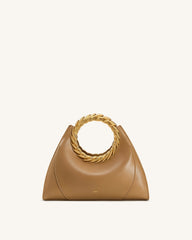 Amiya Leaf Handle Sculpture Bag - Brown