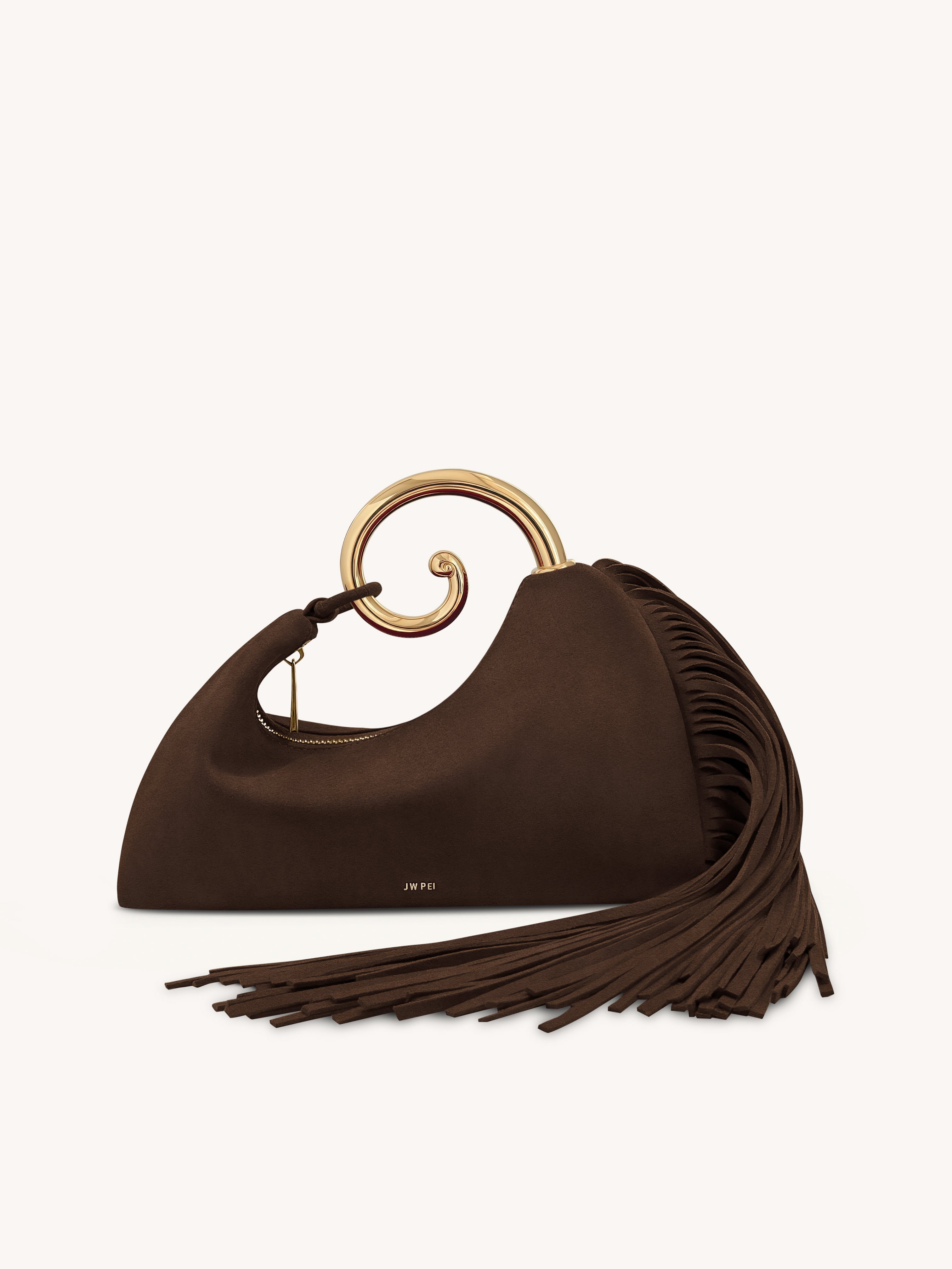 Nell Fringe Hardware Top Handle Bag - Deep Brown