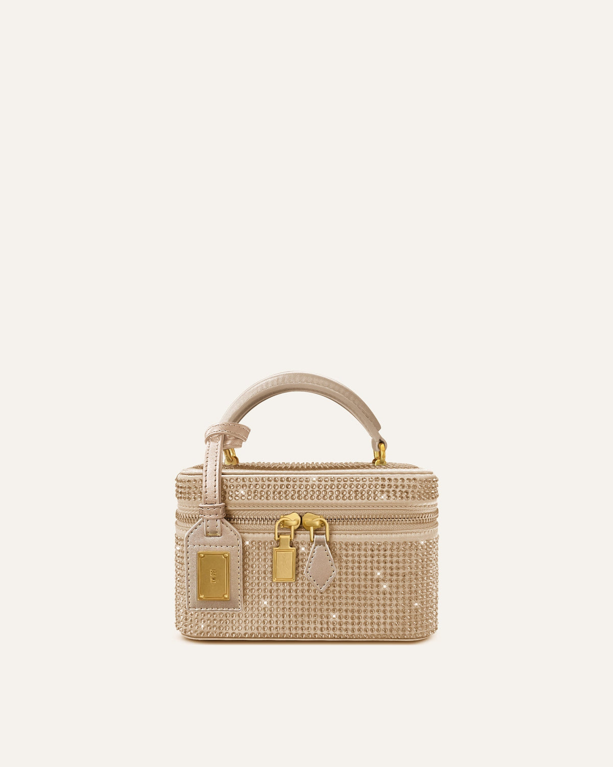 Cleo Artificial Crystal Box Shape Top Handle Bag - Champagne