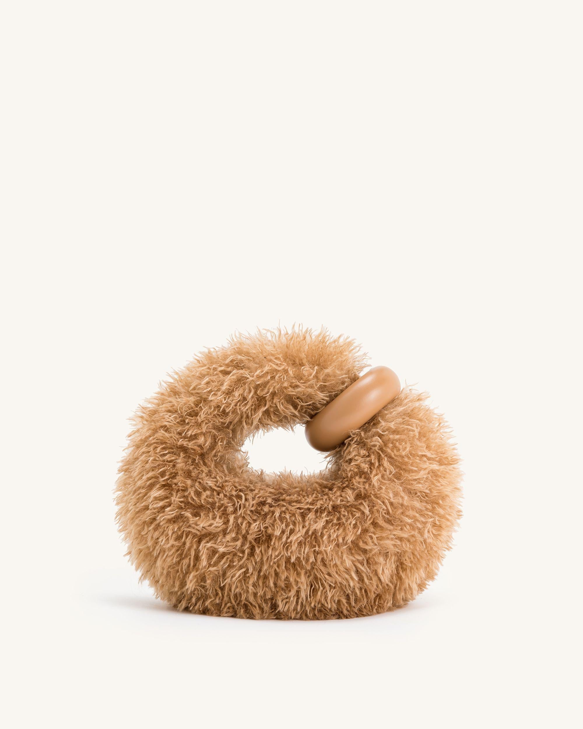 Abacus Faux Fur Mini Top Handle Bag - Yellow Brown