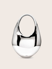 Lillian Face Crescent Top Handle Bag - Silver