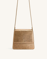 FAE Metallic Top Handle Crossbody - Ancient Gold Lizard