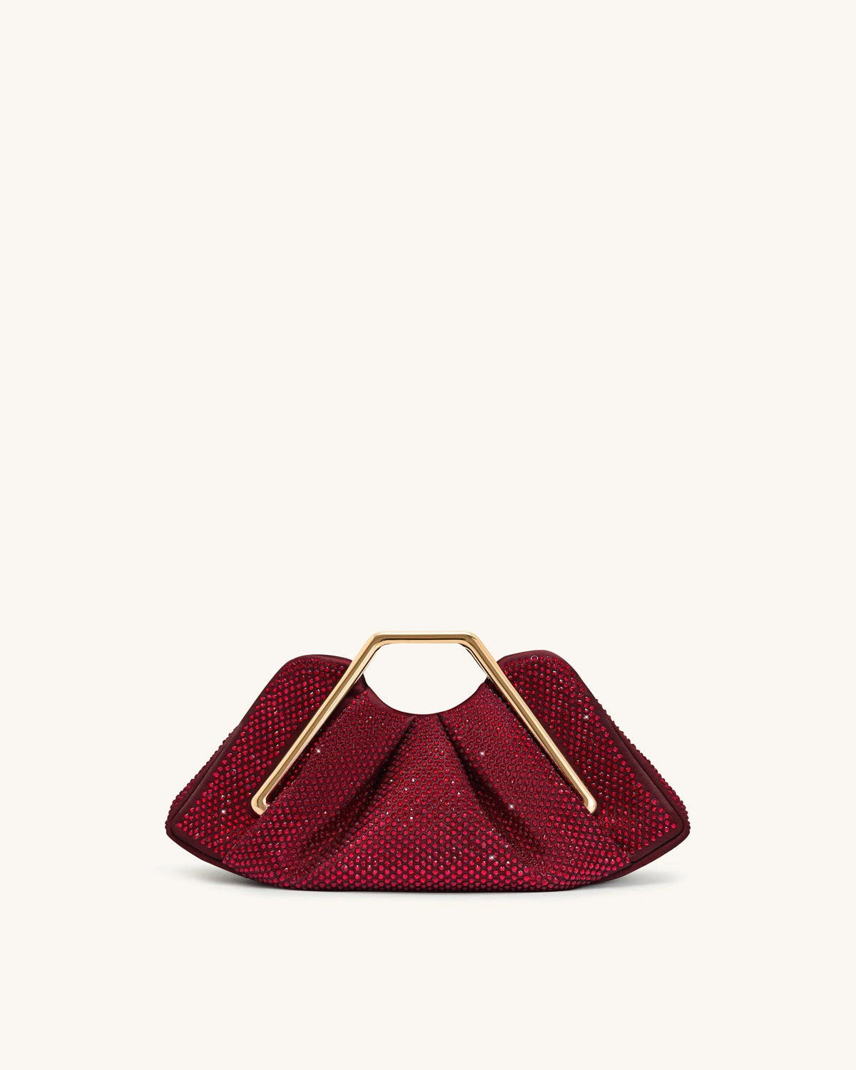 Lila Artificial Crystal Metal Frame Clutch - Red